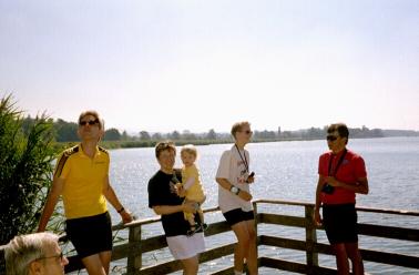 Erik, Lis, Anna, Saskia and Johannes on a jetty near the Greifensee